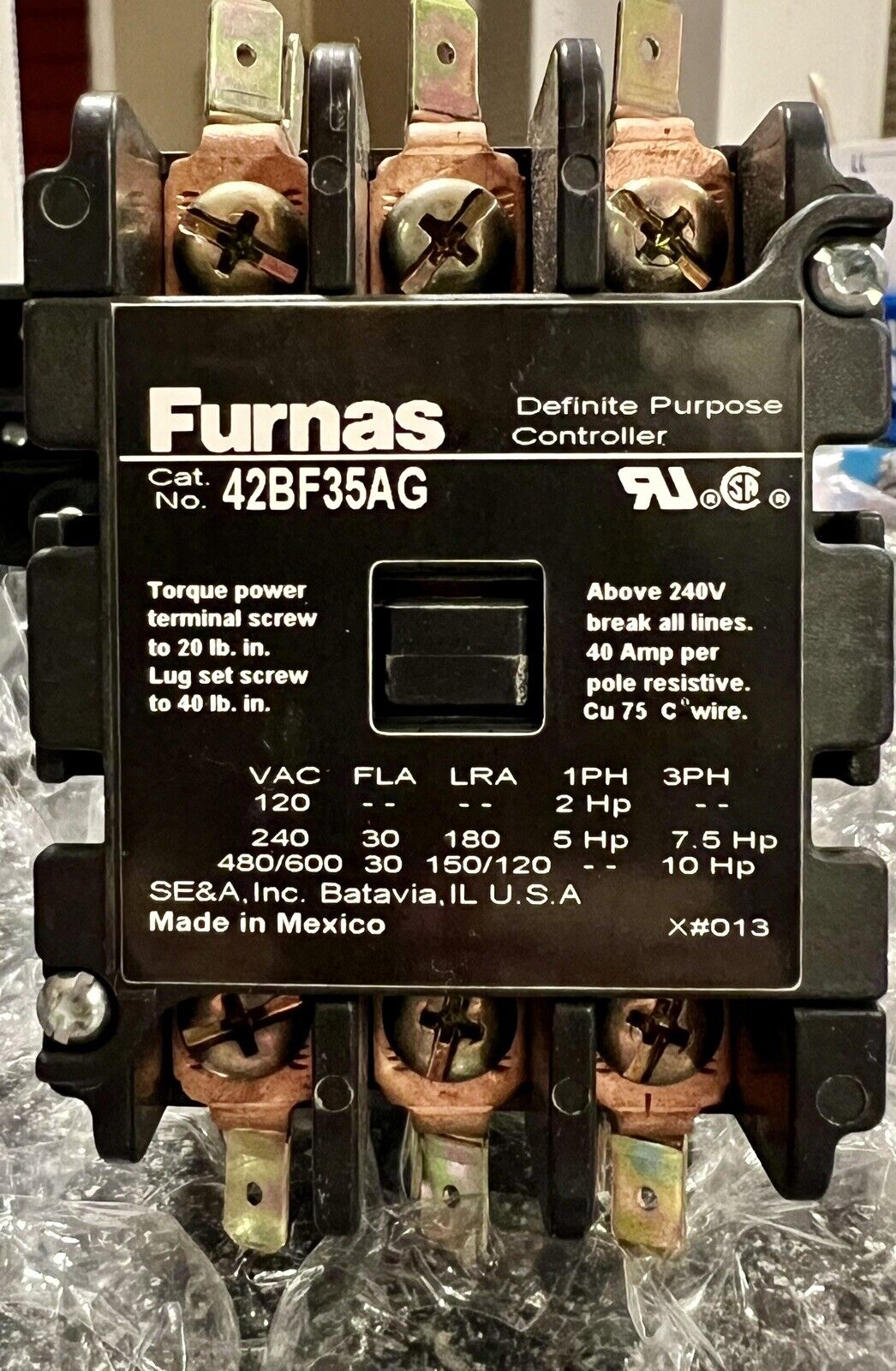 Furnas 42BF35AG Definite Purpose Controller Amp Rating FL 30 RES 40 3 POLE New