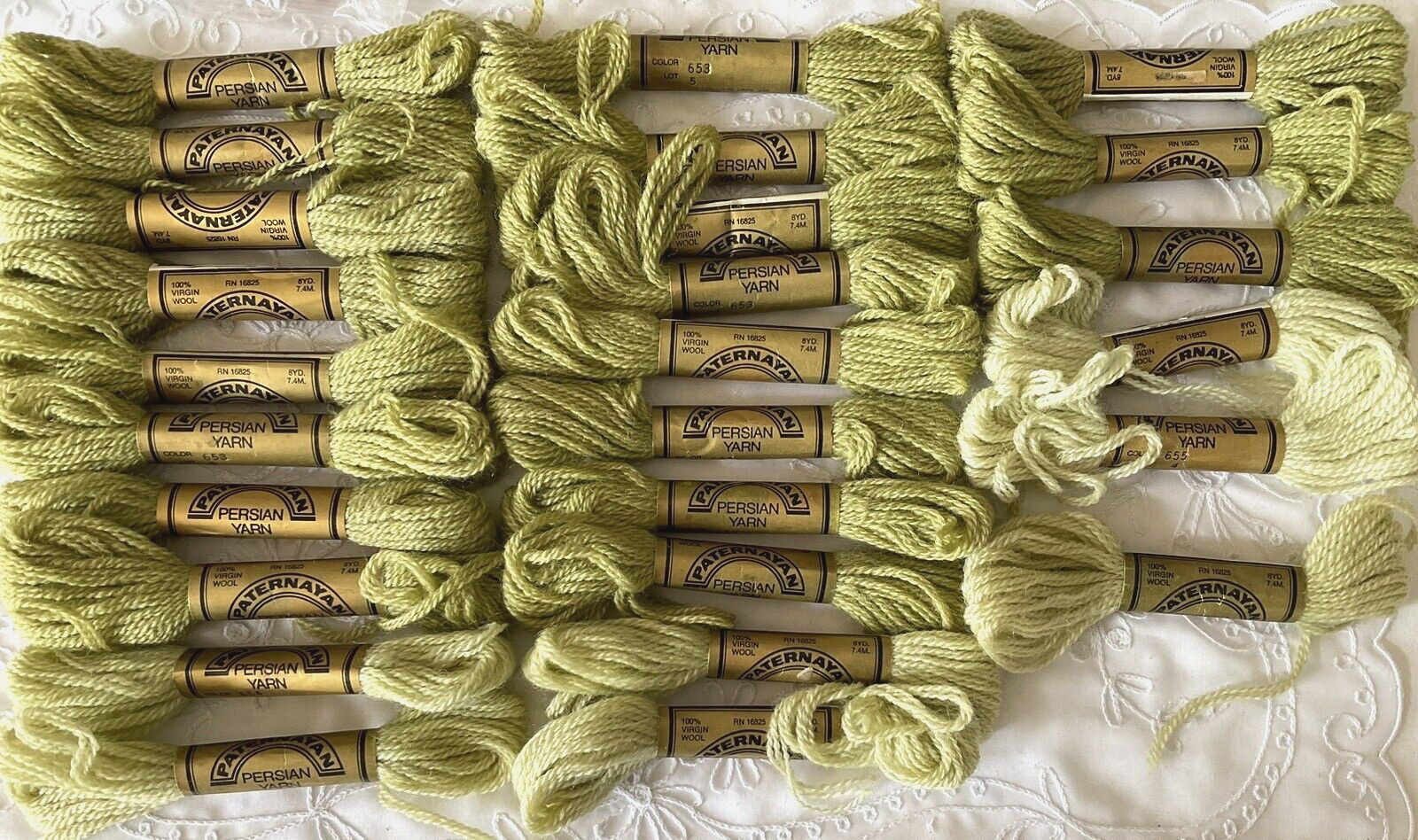 Paternayan Persian Yarn 100% Virgin Wool Lot 44 in Greens Needlepoint Tapestry