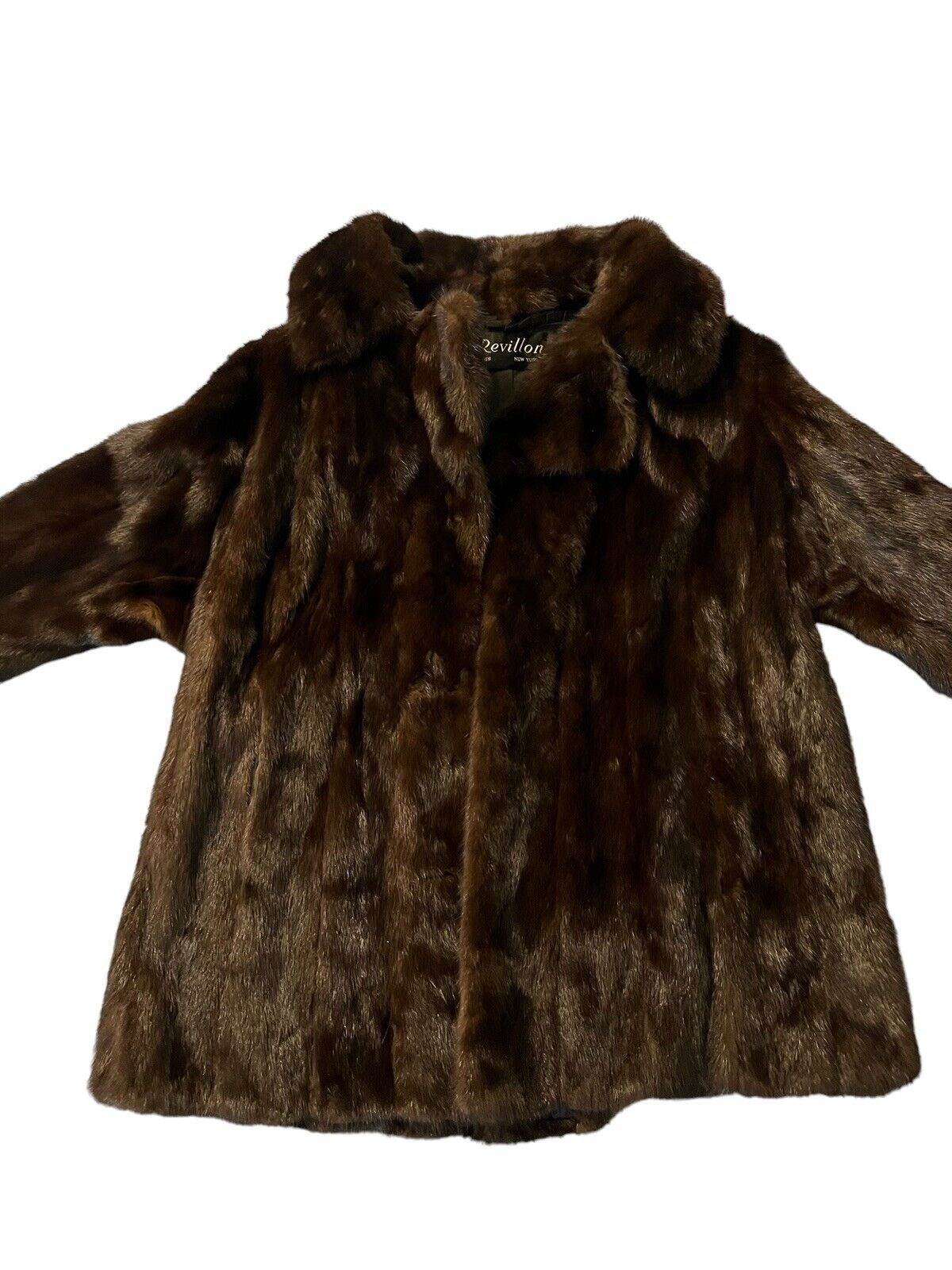 Revillon Paris London New York Black Mid Length Mink Fur Coat Saks Fifth Avenue