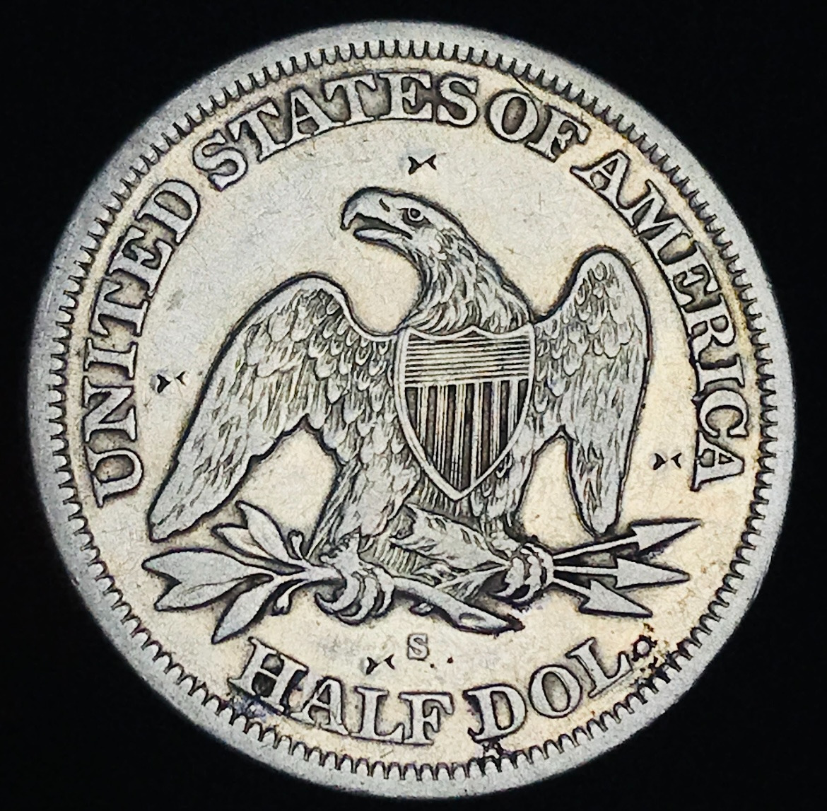 1864 S Seated Liberty Half Dollar 50C CIVIL WAR DATE 90% Silver US Coin CC21450