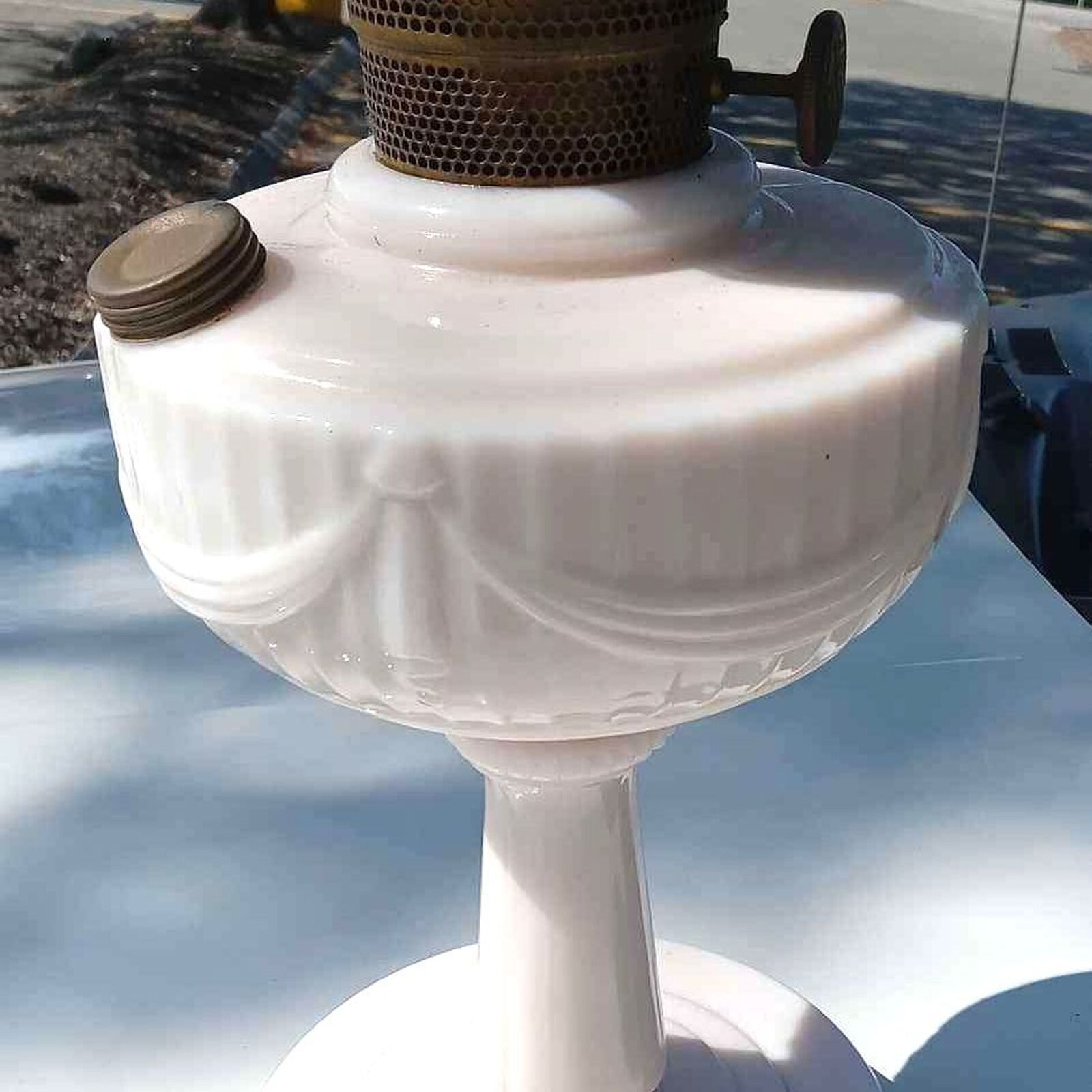 Antique Aladdin Pink Alacite Lincoln Drape Lamp Oil Kerosene