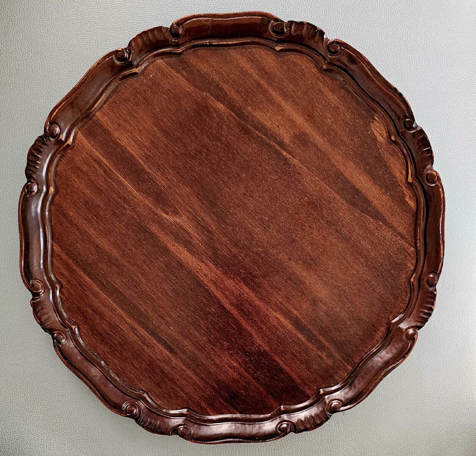 1790 George III Carved Mahogany Chippendale Pie Crust Tray Waiter or Coaster