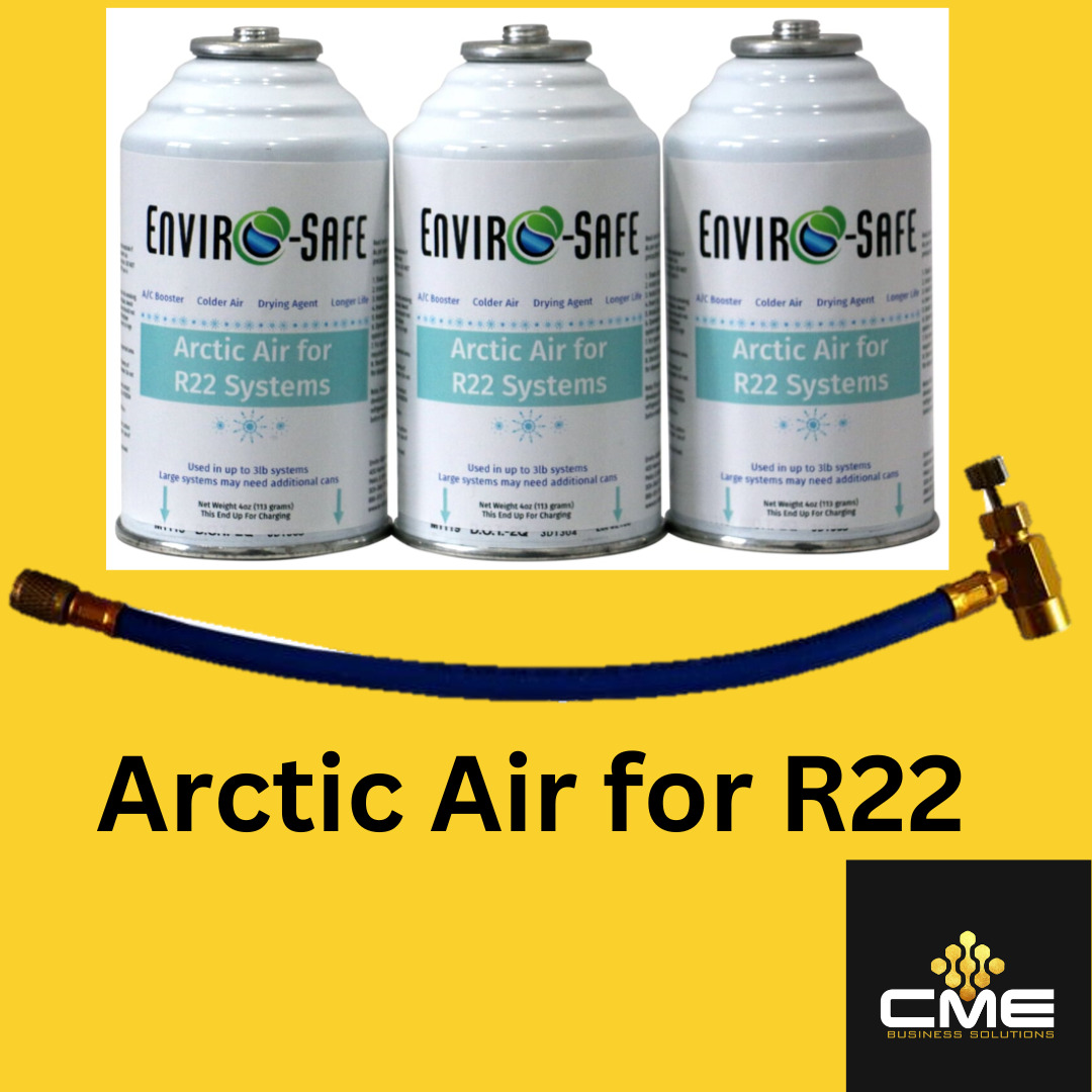 Envirosafe Arctic Air for R22, AC Coolant Refrigerant Support, 3 cans & Hose