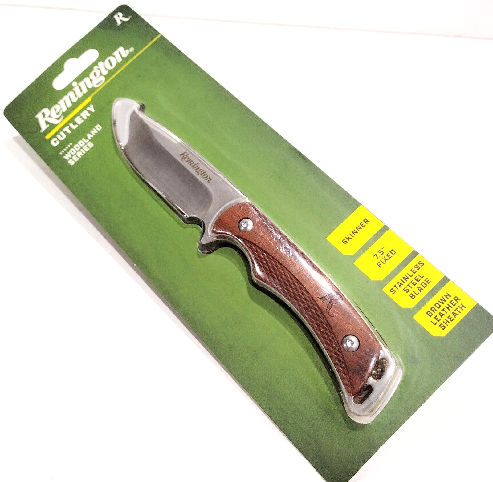 Remington Woodland Skinner Fixed Blade Hunting Skinning Knife + Nylon Sheath