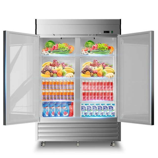 Commercial Stainless Steel Reach-in Refrigerator Cooler 2 Solid Doors 49 Cu.ft