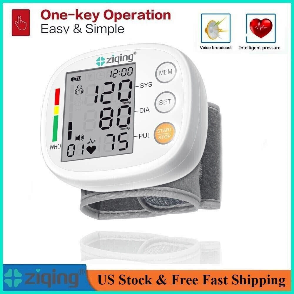 Home Use Blood Pressure Monitor Heart Rate Pulse Meter Sphygmomanometer White