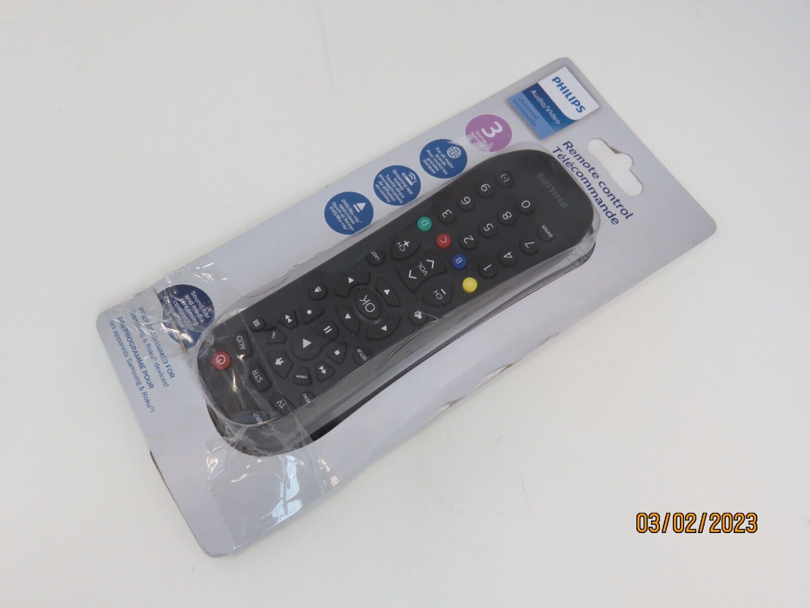 PHILIPS Universal Remote Control, Audio/Video 3 Device Black SRP9232D/27
