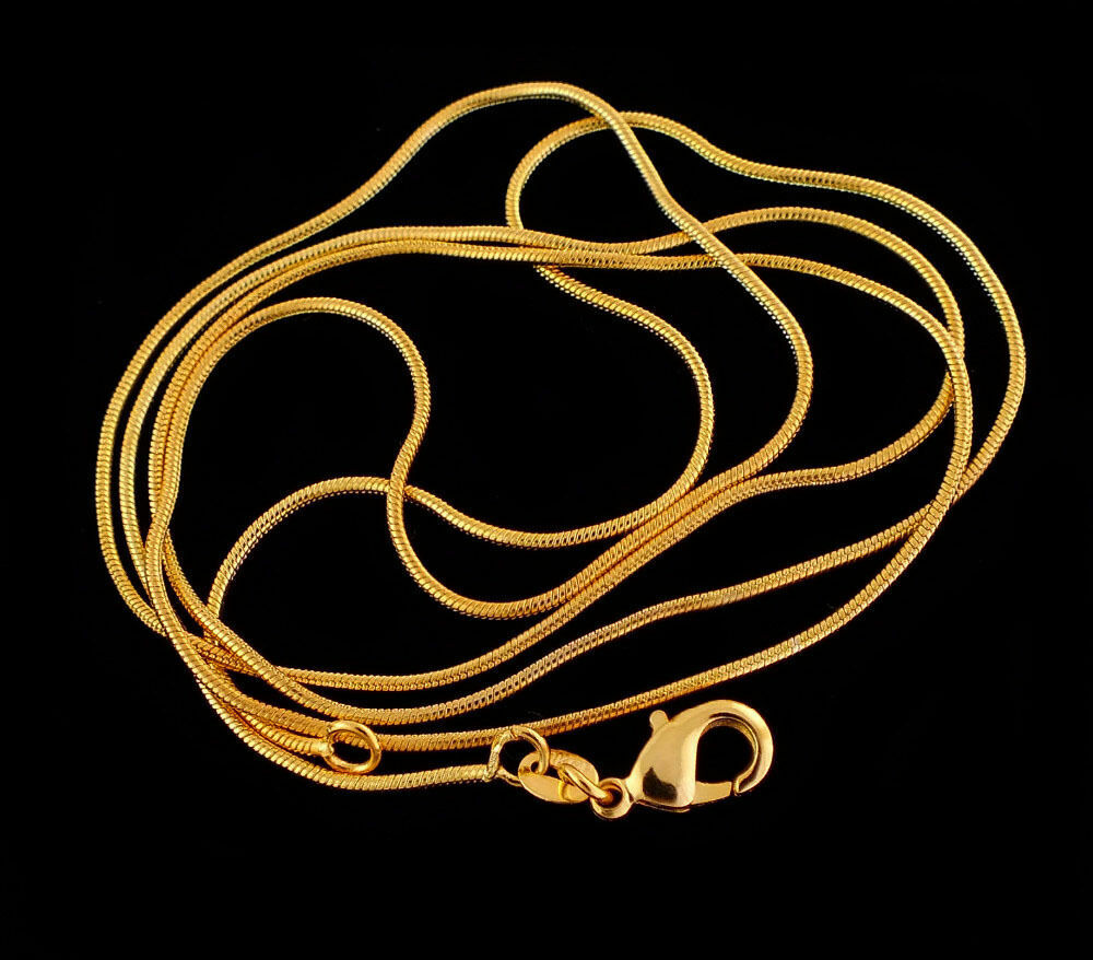 Wholesale 10pcs/20pcs Gold Plated 1mm Snake Chain Necklace 16-30