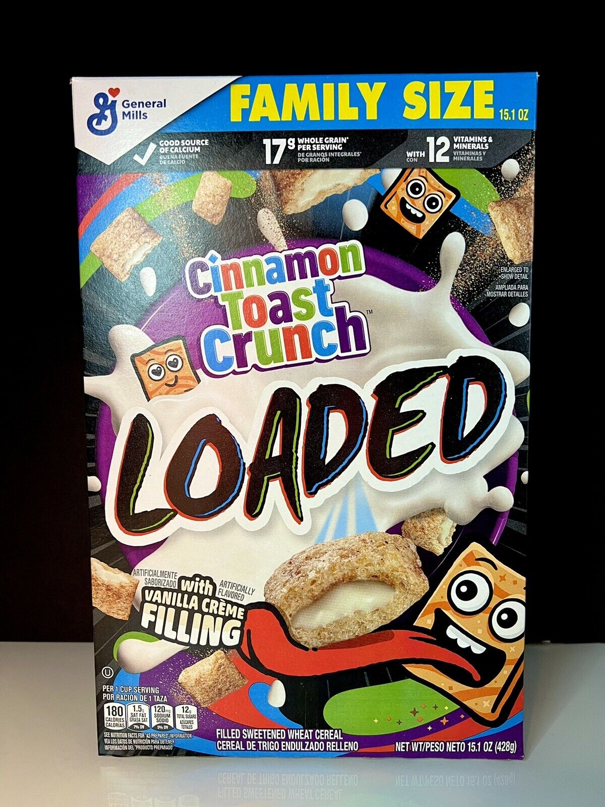 ⚫️ Limited New Cinnamon Toast Crunch Loaded Vanilla Creme Cereal Large Size 13oz