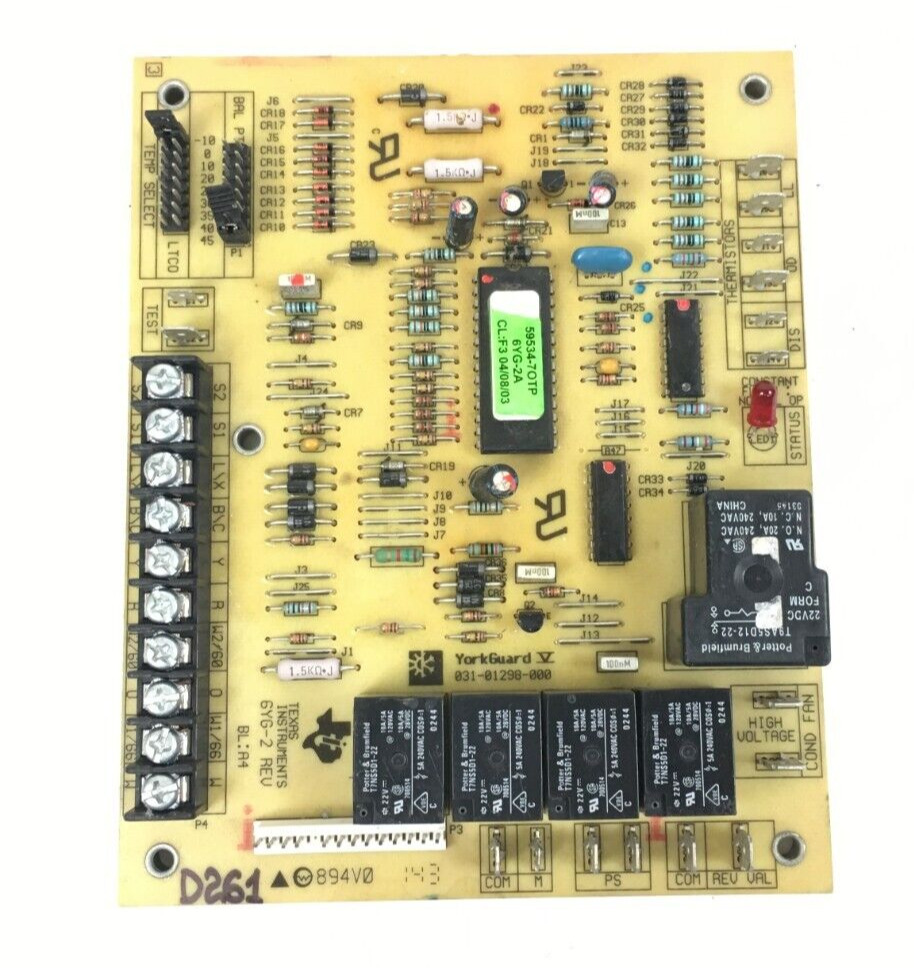 York Luxaire Coleman 031-01298-000 Defrost Control Circuit Board 6YG-2A #D261