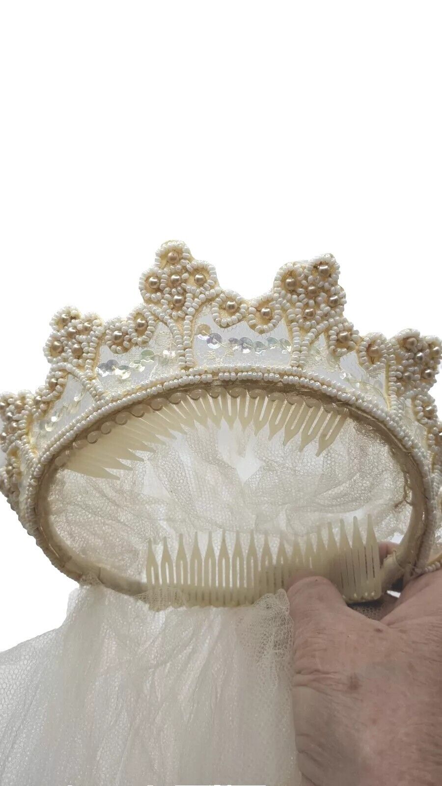 Vintage Old Wedding Crown , Beautiful Pearls ,