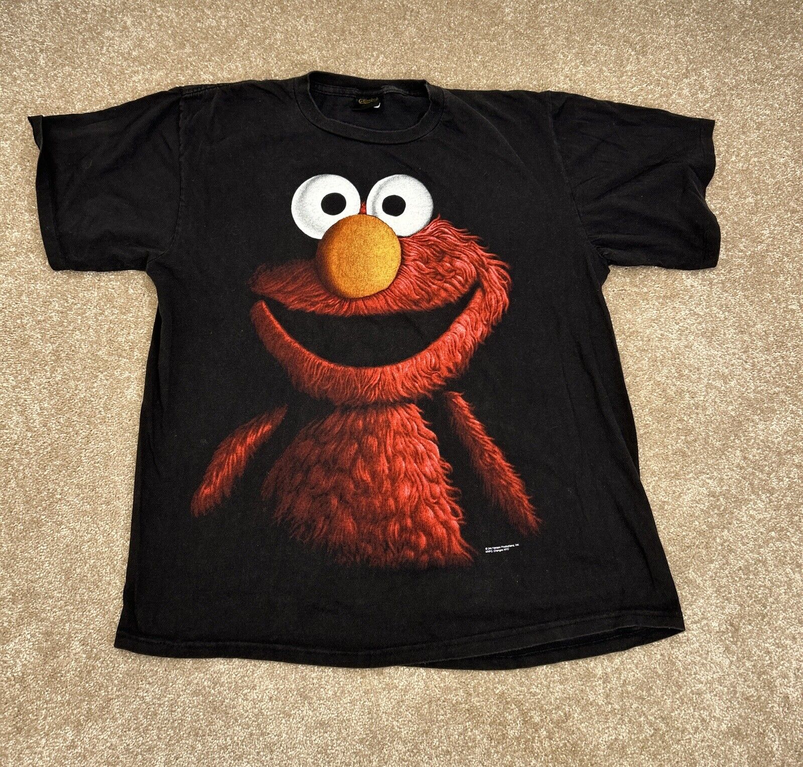Rare Vintage CHANGES Elmo Sesame Street Big Face Portrait T Shirt 90s Black XL
