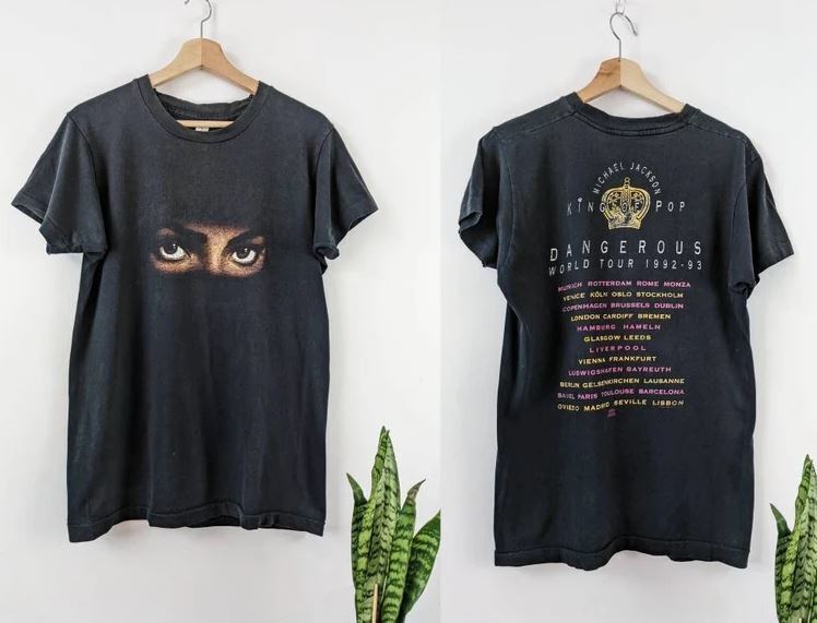 Vintage Michael Jackson T-shirt Merch Dangerous 1992-93 World Tour Single Stitch