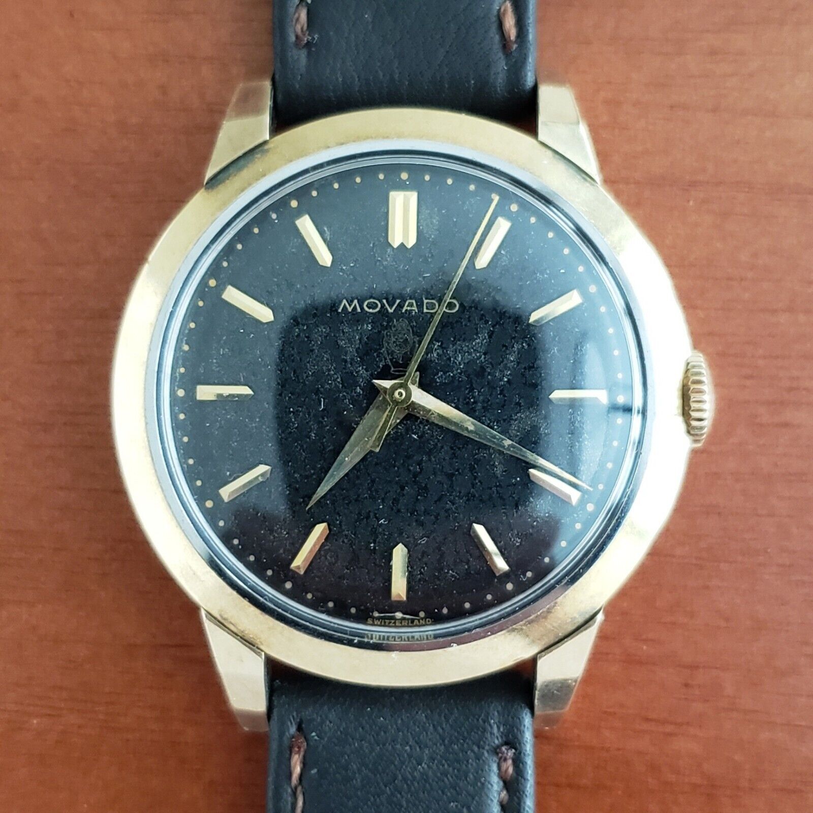 1950s Vintage Movado Mens Wristwatch Gold Capped François Borgel Case Ref. 18240
