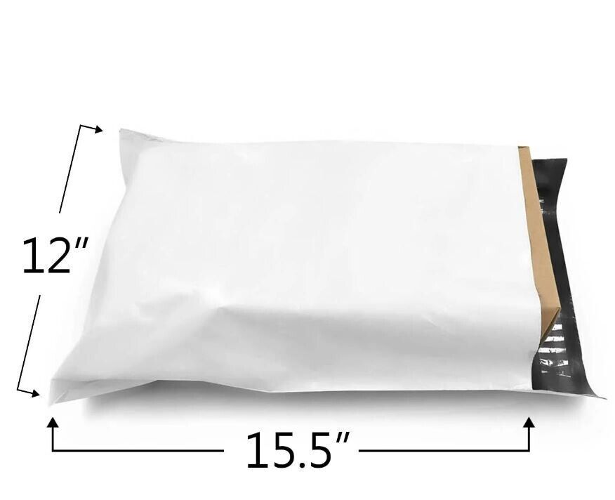 200 pcs 12x15.5 White Poly Mailers Shipping Bags Envelopes Packaging Premium Bag