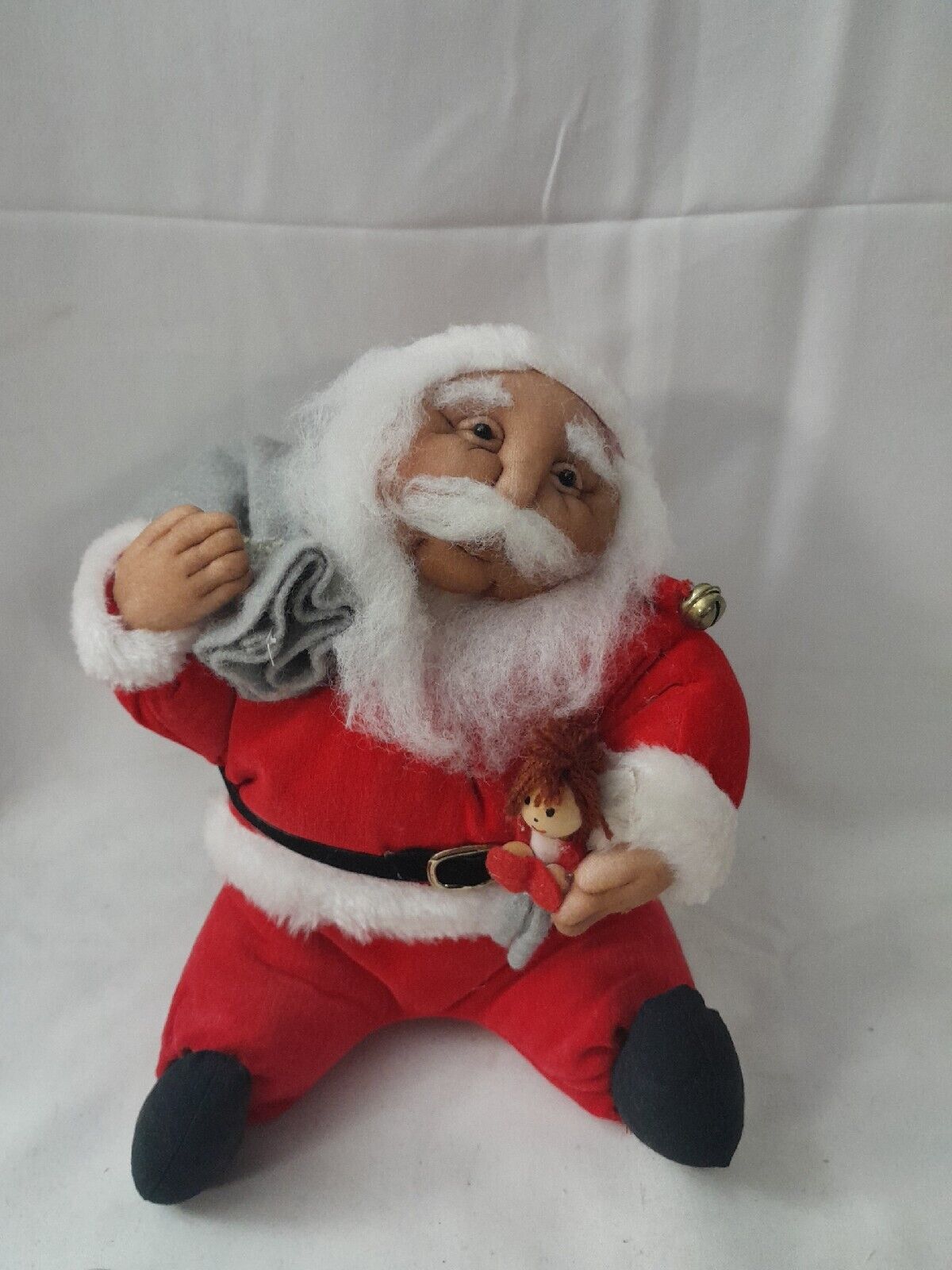 Handcrafted Soft Sculpture Emily Wilson Santa Plush Seated 1984 Vintage Rare 8in