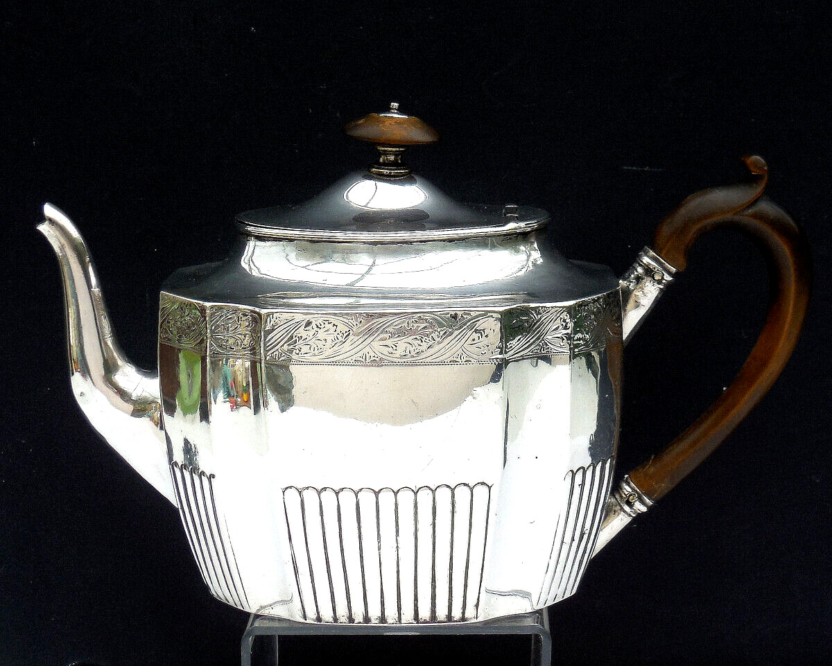 Antique Georgian Solid Sterling Silver Teapot N. Smith & Co. Sheffield 1799 Old