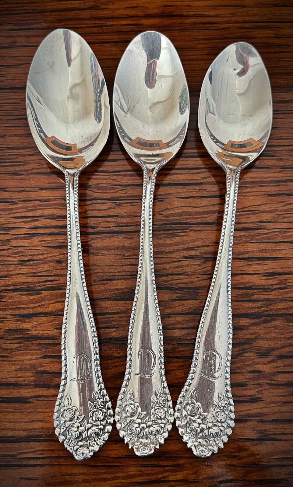 3 Collector Antique Sterling Silver Gorham 5 5/8” Teaspoons - E D SPANGLE