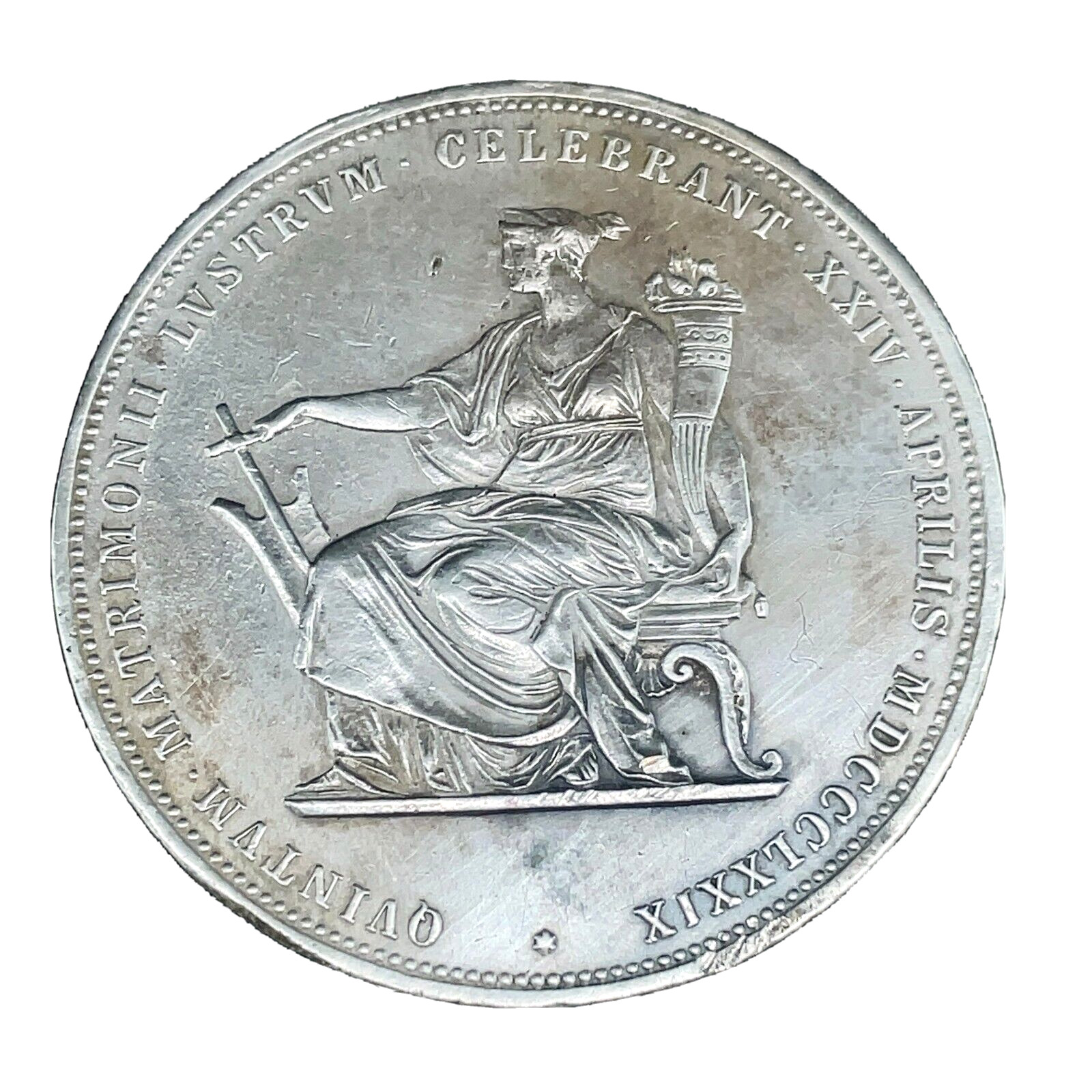 1879 Austria Silver 2 Gulden Franz Joseph 1 Elisabeth Silver Wedding Jubilee