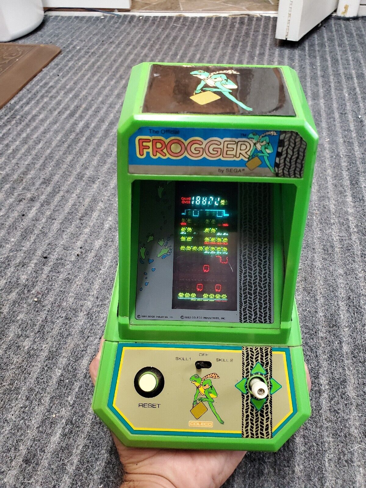 Vtg SEGA COLECO 1982 Frogger Tabletop Mini Arcade Game Works No Battery Cover