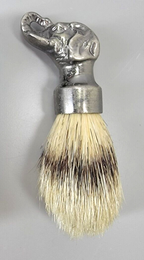 Vintage Rare Shaving Brush, Silvertip Badger w/ Handmade Metal Elephant Handle