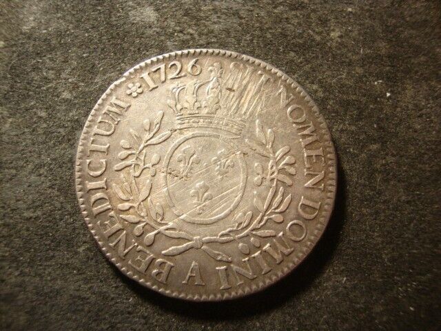1726 F VF ECU France Silver Louis Rare Coin