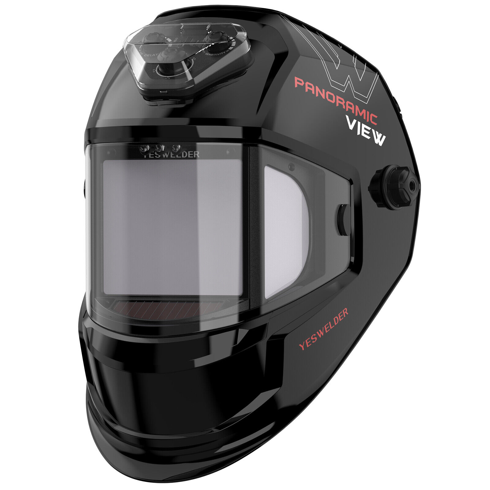 Panoramic View Auto Darkening Welding Helmet, LED Lighting & Type-C Charging