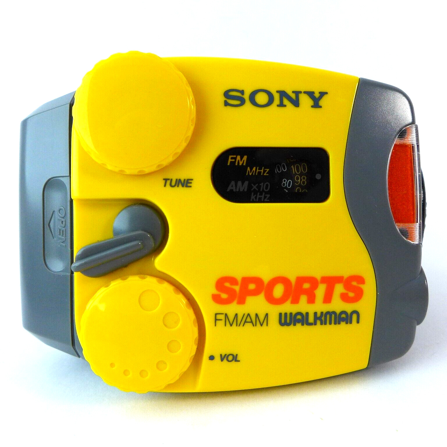 Sony SRF-88 FM/AM Yellow Sports Walkman Radio Running W/ Armband Tested Working