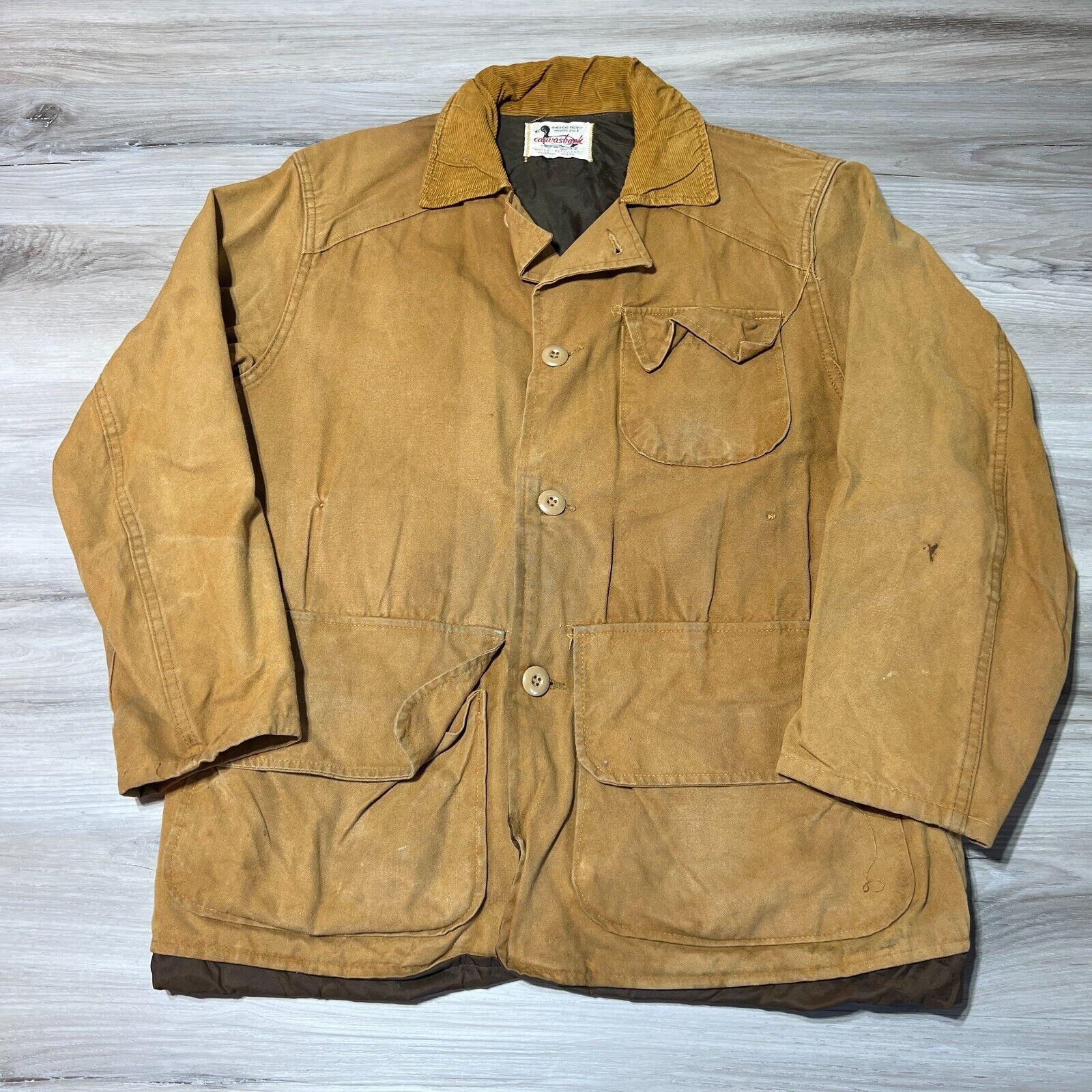 Vintage Canvasback Jacket Mens Large Brown Water Repellent Hunting Duck 60s