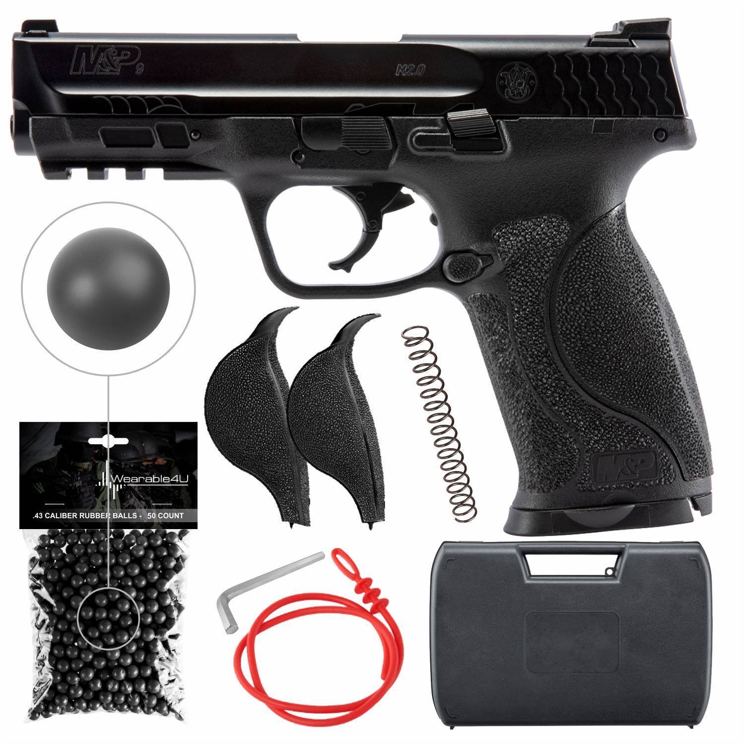 Umarex T4E S&W M&P9 M2.0 .43 Cal Paintball Pistol w/ 50 Black Rubber Balls & CO2