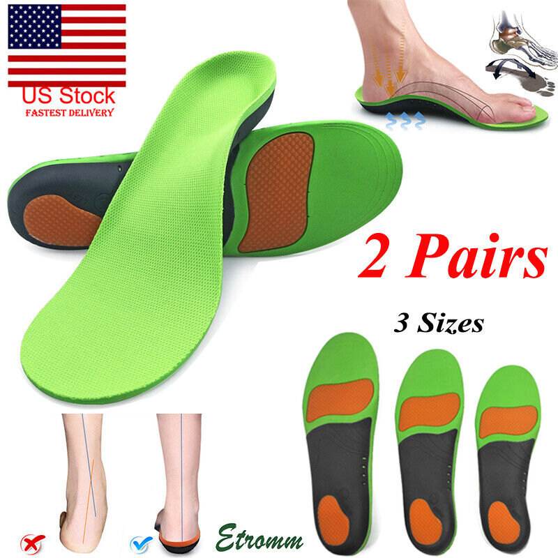 2 Pairs Orthotic Shoe Insoles Inserts Flat Feet High Arch Support For Fasciitis