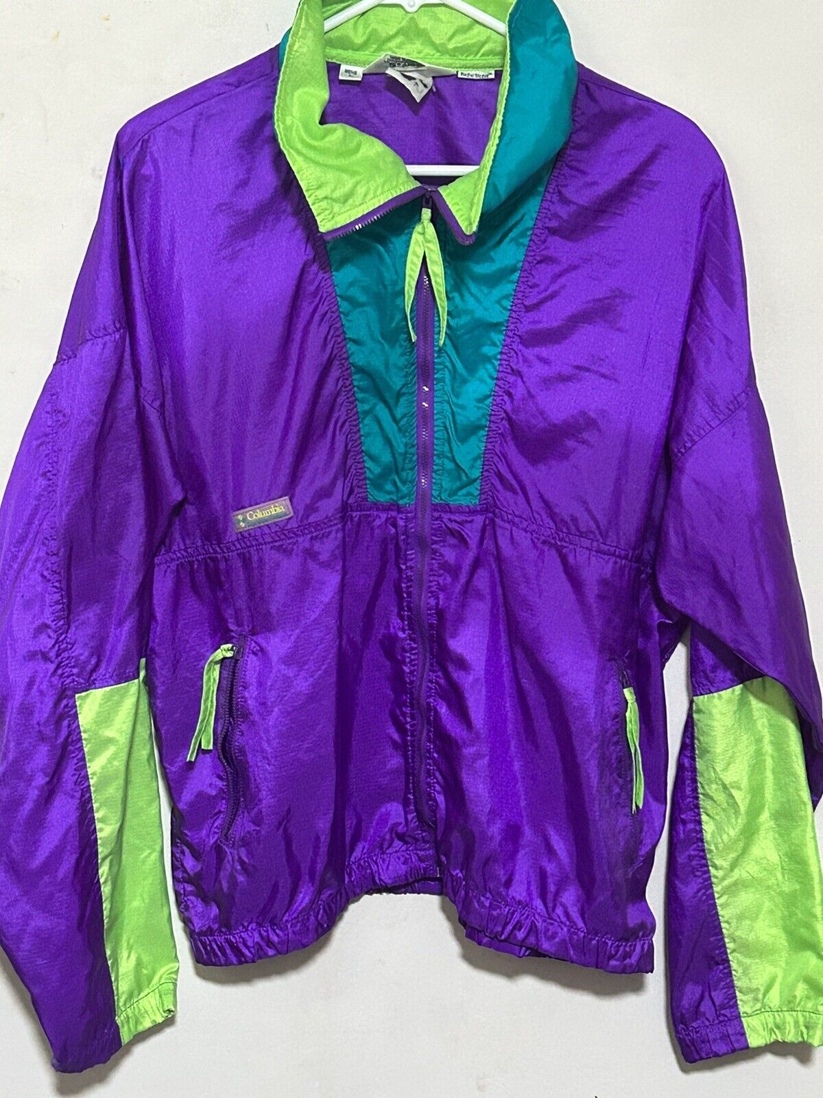 Vintage Columbia Men’s  L Full Zip Up Radial Sleeve Rain Jacket Purple
