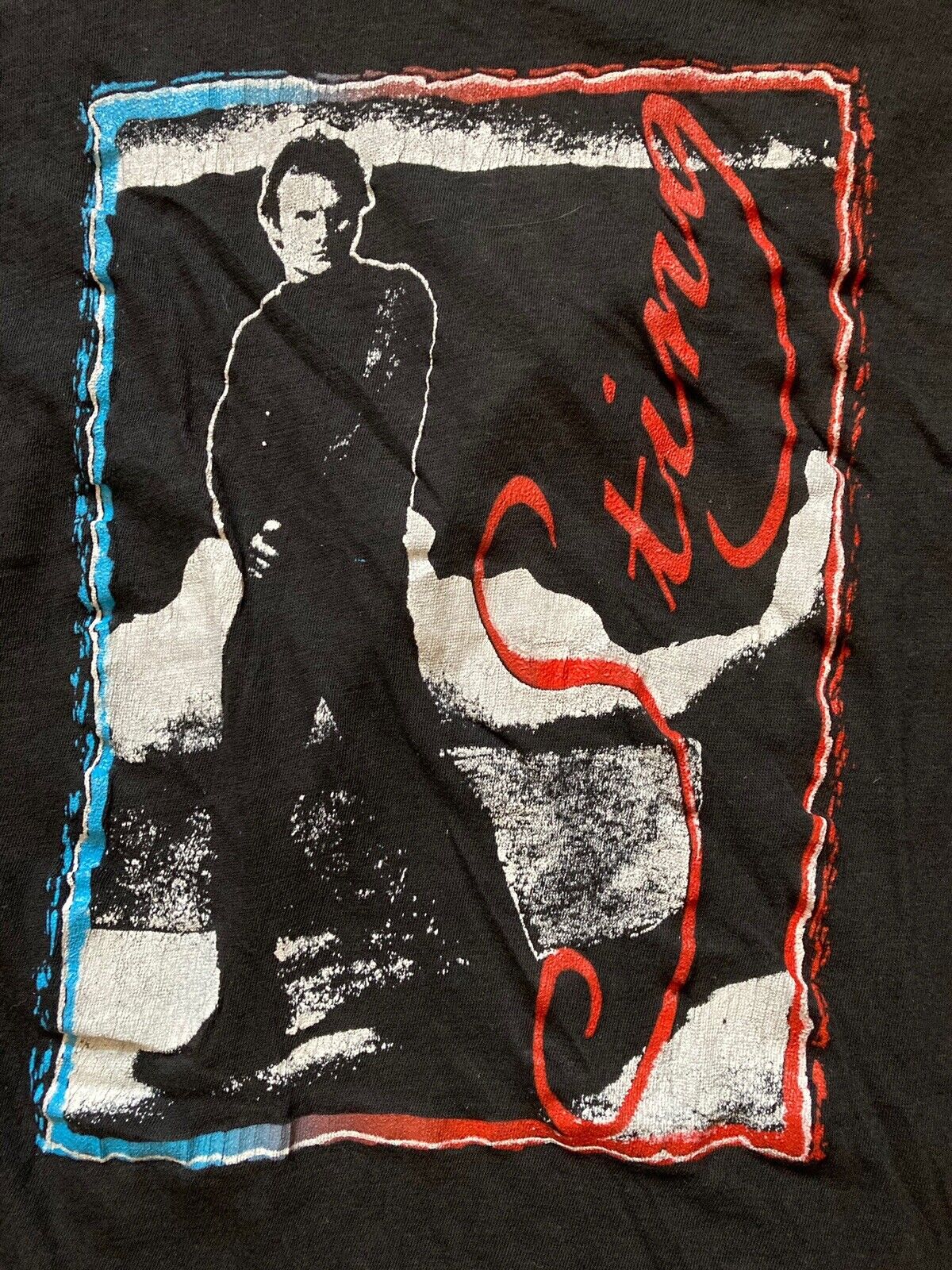 Sting Tour T Shirt vtg 80s Rock band singer XL The Police Black Live Tour