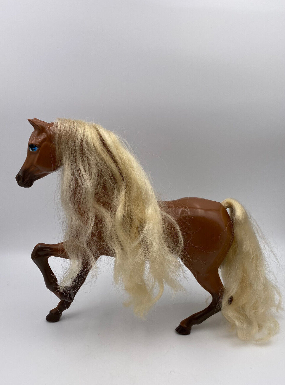 Vintage Mattle Barbie Brown Plastic Toy Horse w/ Blonde Mane