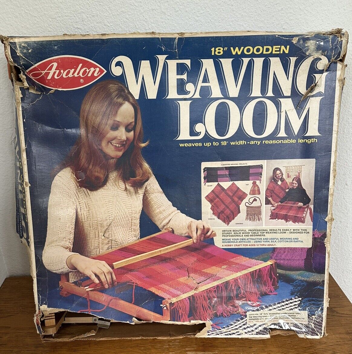 Vintage Avalon 18” Wooden Table Top Wood Yarn Weaving Loom