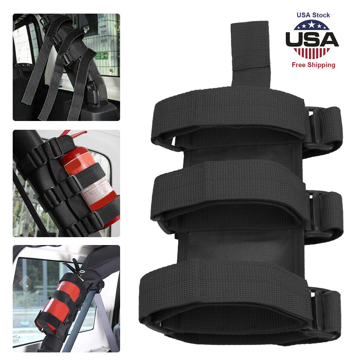 Car Roll Bar Fire Extinguisher Adjustable Holder Mount Bracket for Jeep Wrangle.