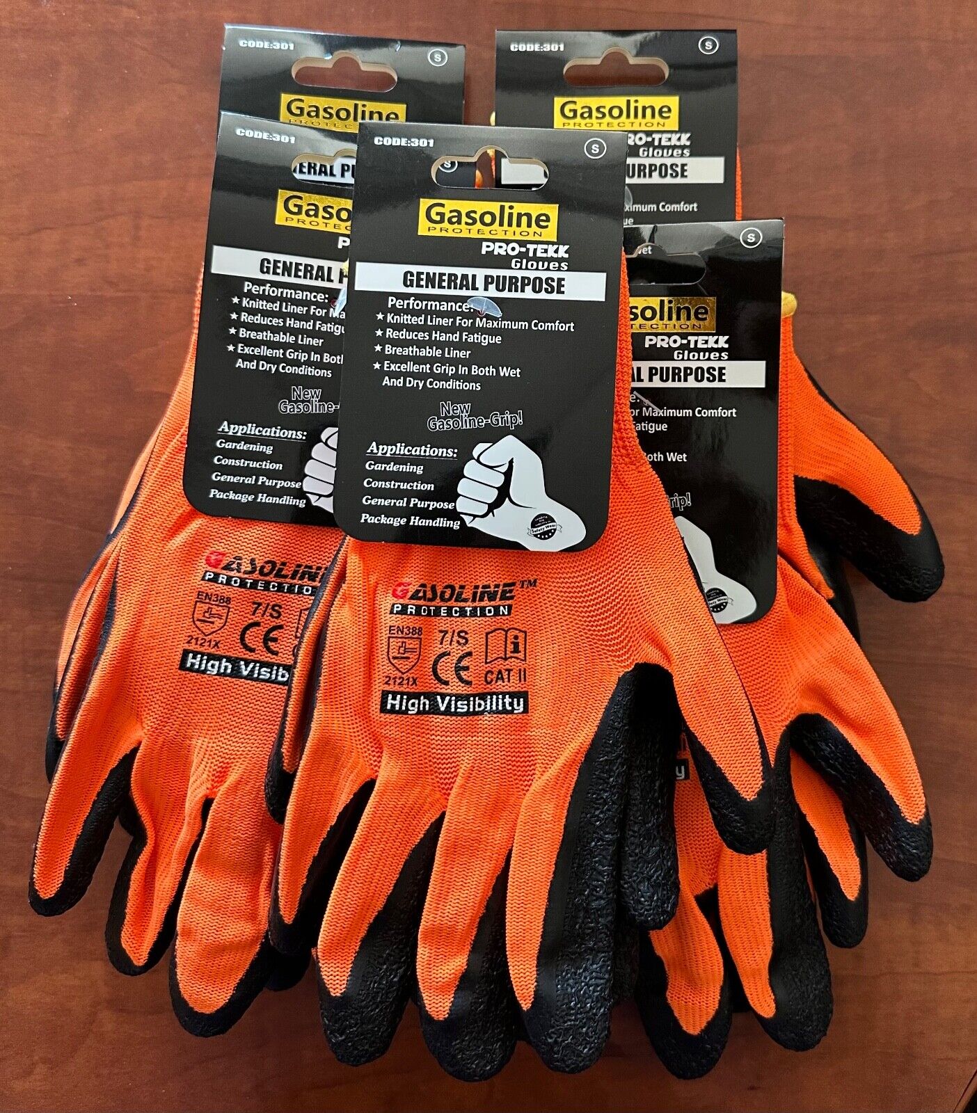 12 Pair Gasoline Orange Safety Gloves Latex Coated Grip Cut Resistant