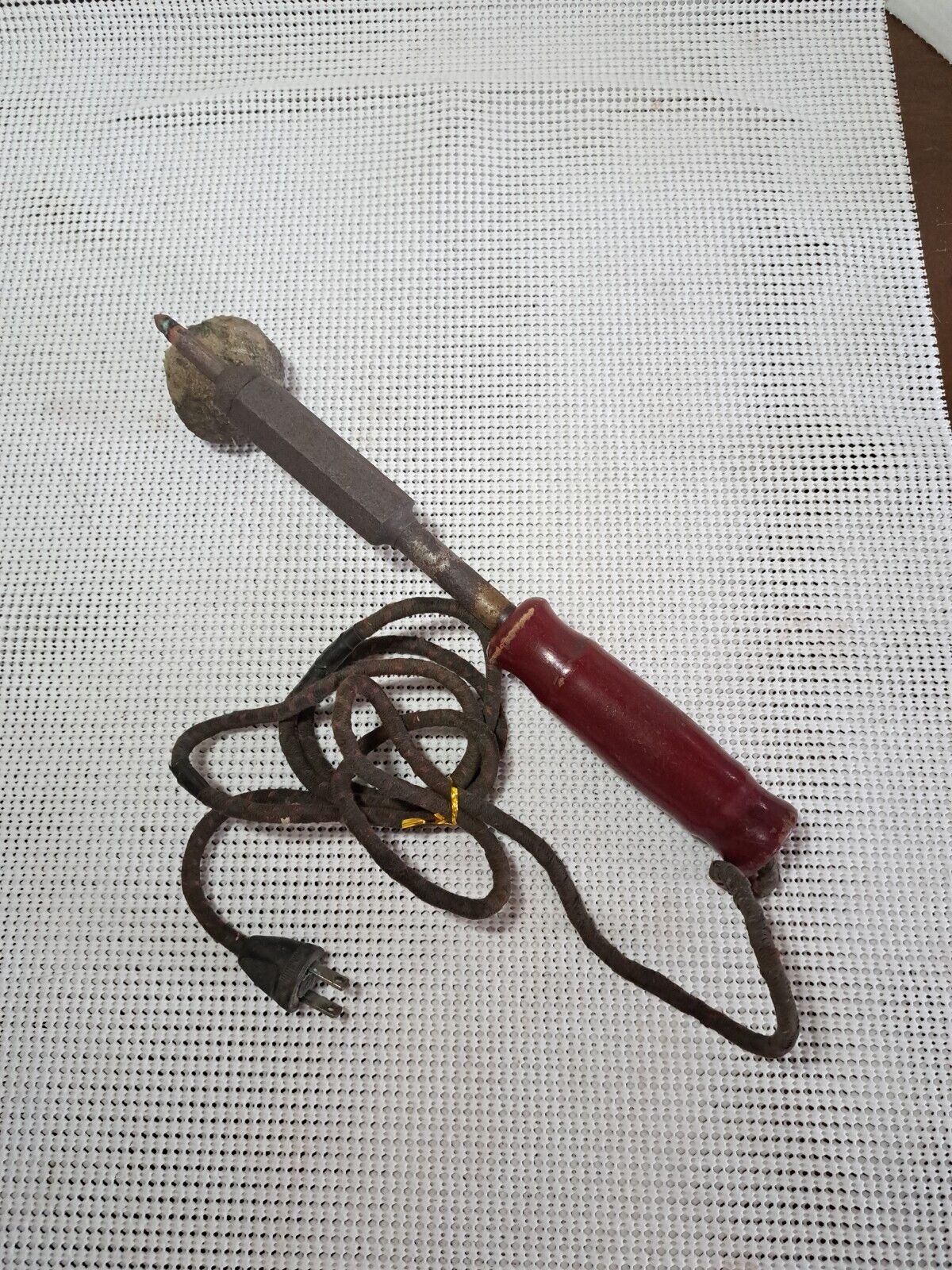 Vintage Hexacon  Soldering Iron With Cloth Cord, Working, Very Rusty