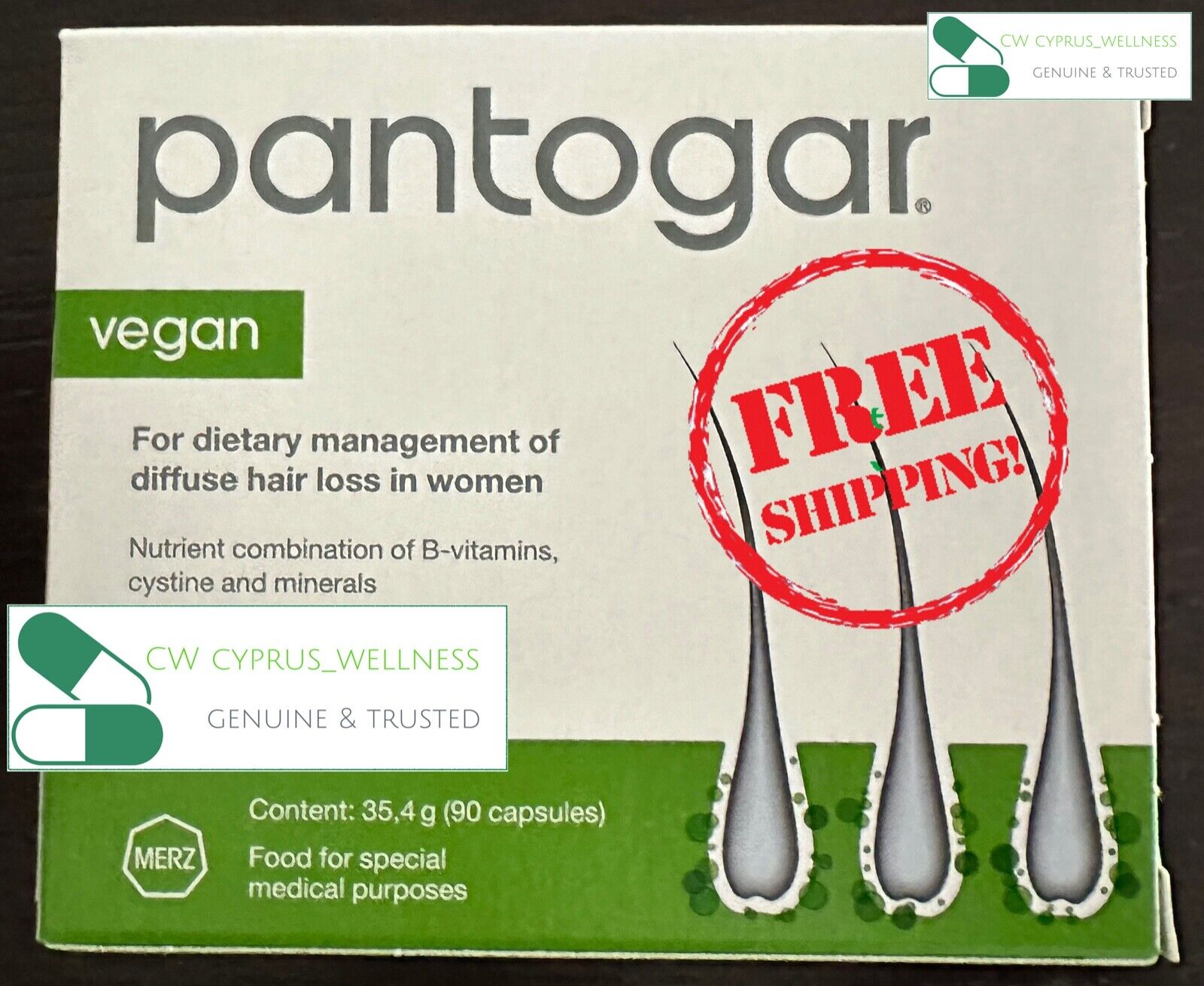 Pontogar NEW (Pantovigr) Vegan 90/270/540caps Hair Loss  from Merz