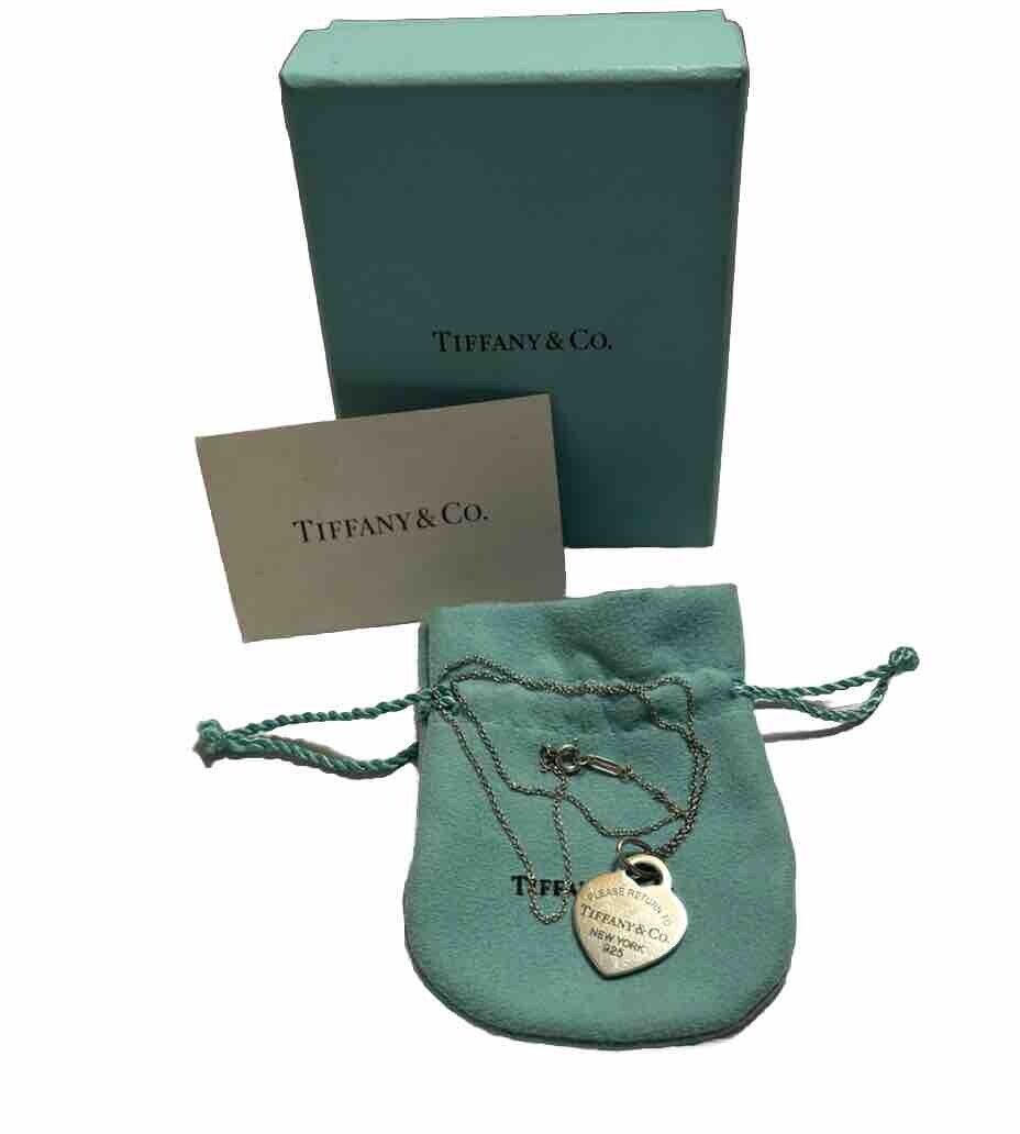 TIFFANY & CO. Heart Pendant 17” Necklace 925 Sterling Silver