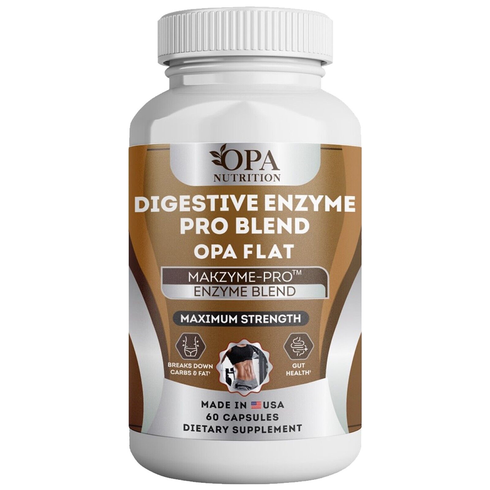 OPA Digestive Enzymes Prebiotic & Probiotics Gas & Bloating Relief - 60 Ct.