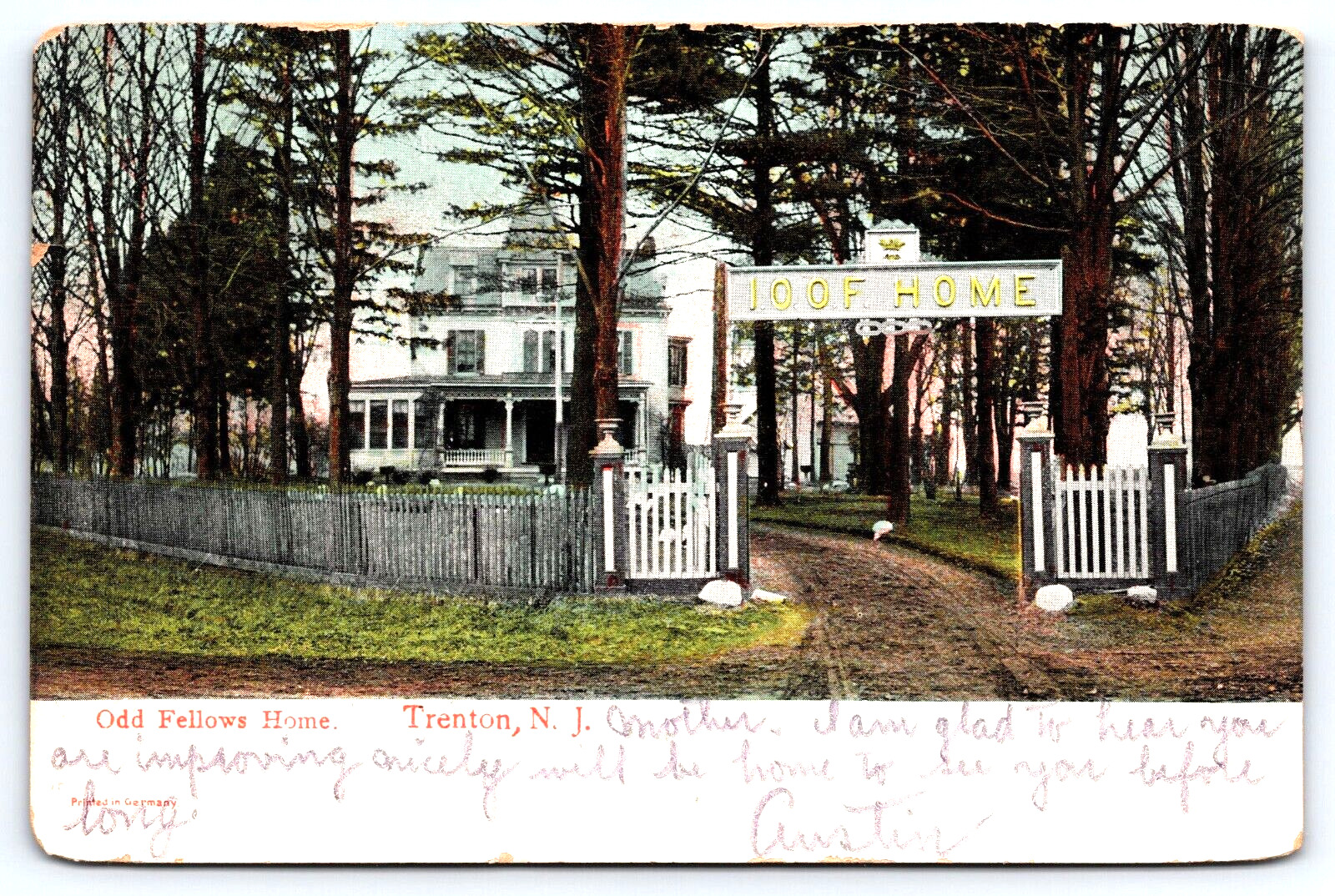 1908 Postcard Undivided Back Odd Fellows Home Trenton New Jersey A5