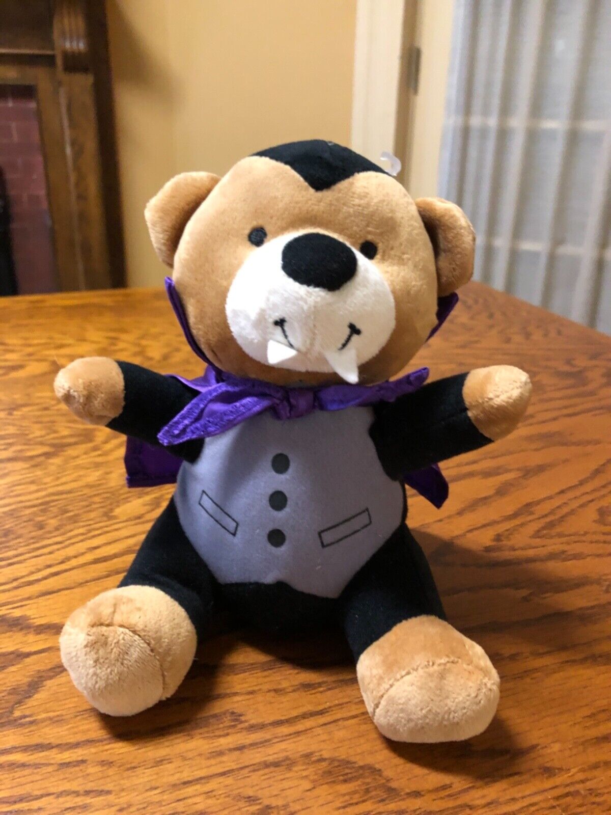 Hallmark Vampire Teddy Bear Plush Stuffed Animal, Fangs, Cape, Halloween NWOT