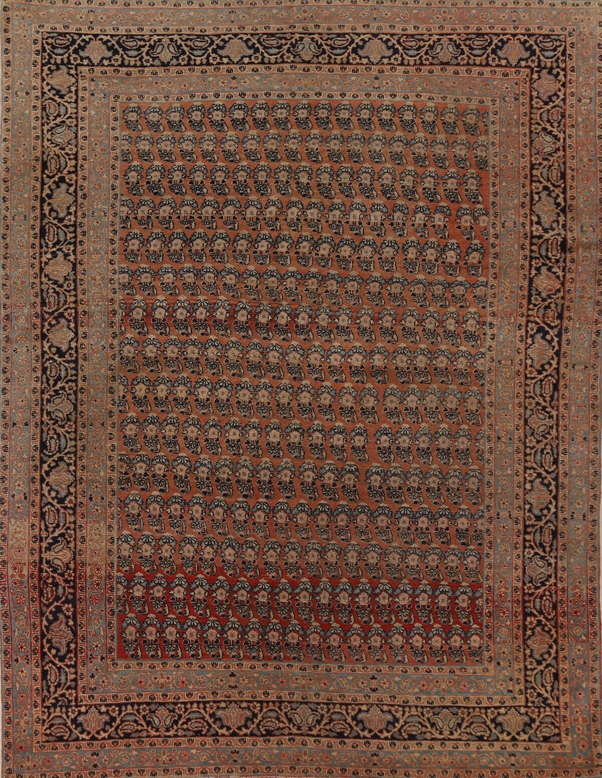 Pre-1900 Antique Vegetable Dye tebriz Haj Jalili Hand-knotted Wool Area Rug 4x6