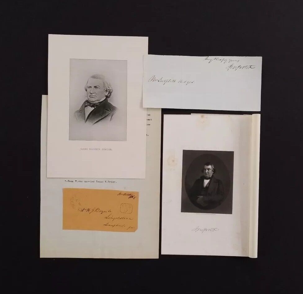 1800\'s JAMES MADISON PORTER 2 Autographs , Franked Envelope, 2 Portraits