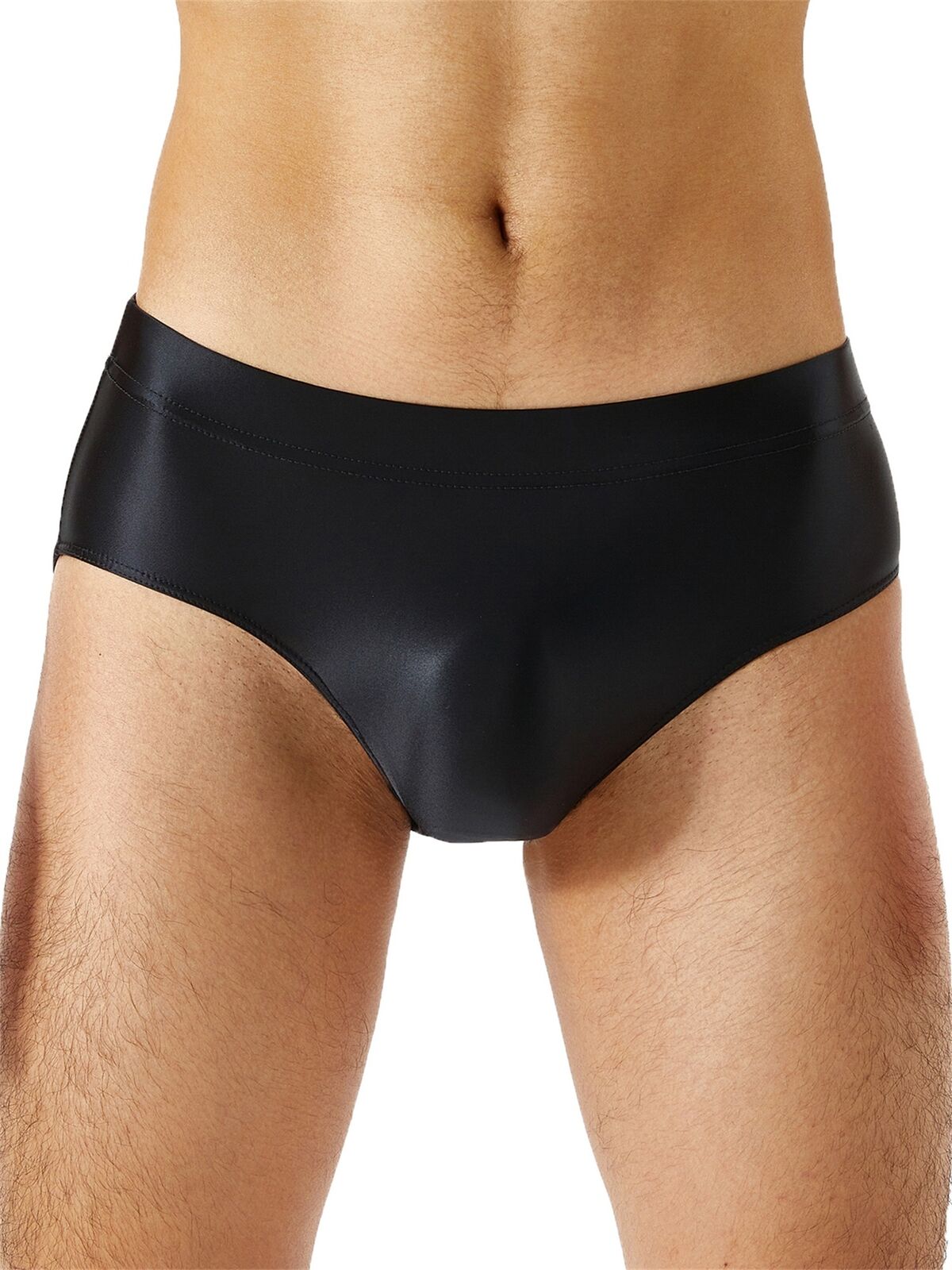 US Men\'s Glossy Oily Briefs Sexy Seamless Silky Bikini Underwear Sissy Panties