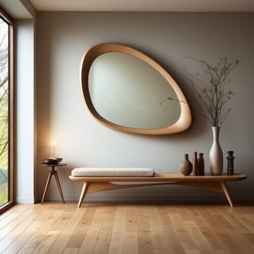 Mid Century Asymmetrical Wall Mirror Organic Mirror  İrregular Mirror Home decor