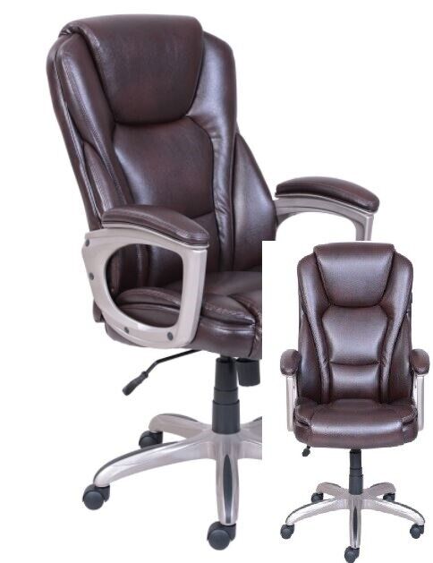 Office Chair Leather Cooling Gel Memory Foam Individual Coils Padded Armrests