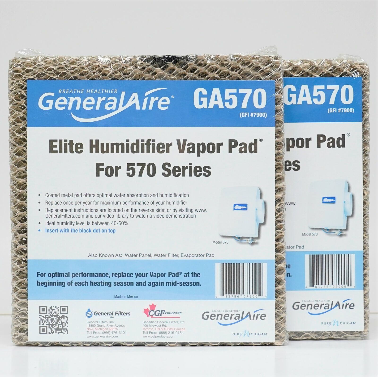 2 Pack of GA570 Humidifier Vapor Pad for Aprilaire A10 110 220 500 550 558