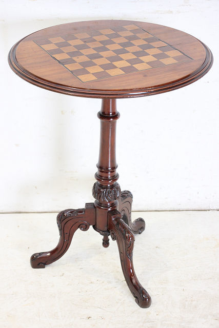 Chess Table Furniture 1880s British Antique Victorian Mahogany Walnut Game Rare